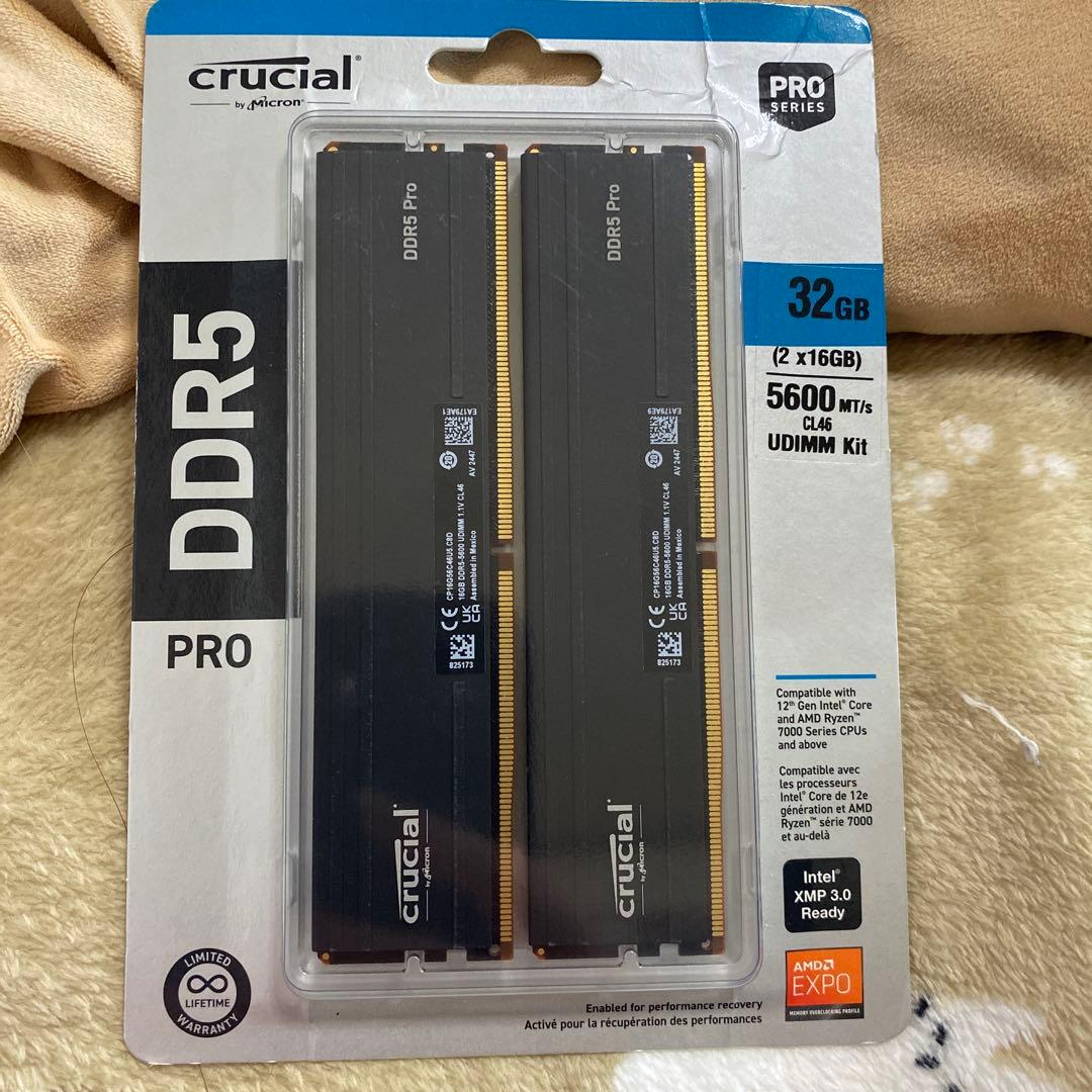 ラスト１つcrucial DDR5 PRO 32GB (2x16GB)
