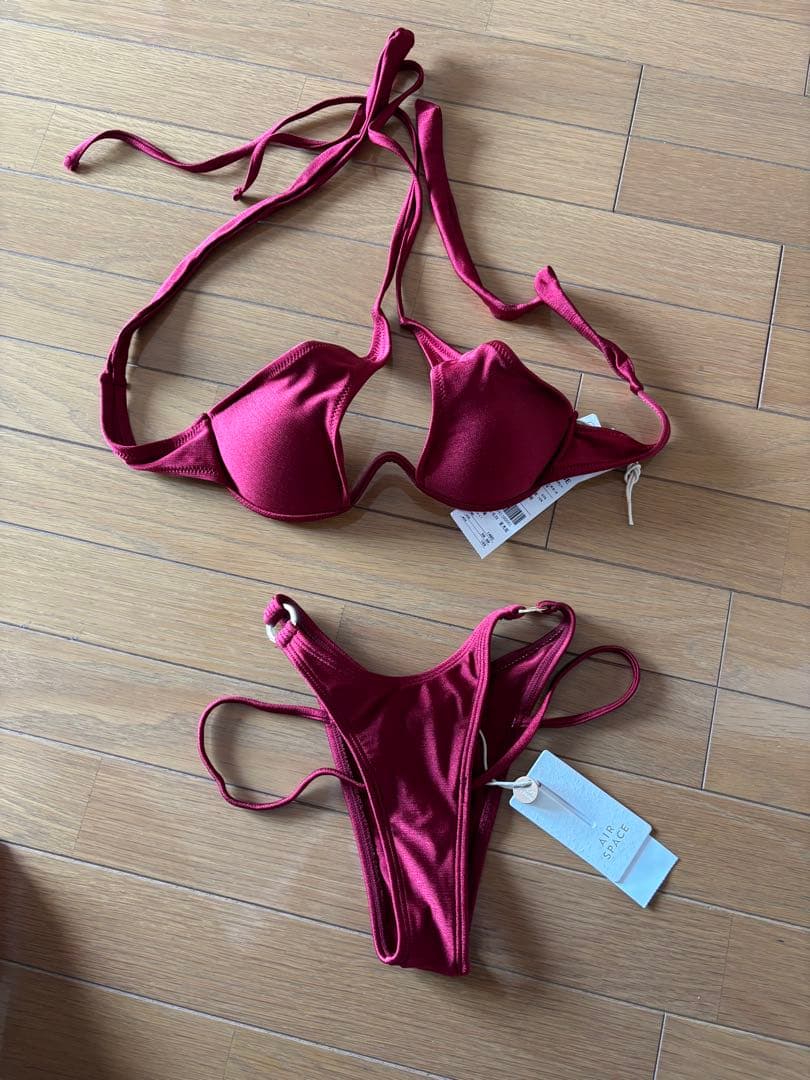 Air space ビキニ　クロス　ワインレッド　赤　Sサイズ　上下