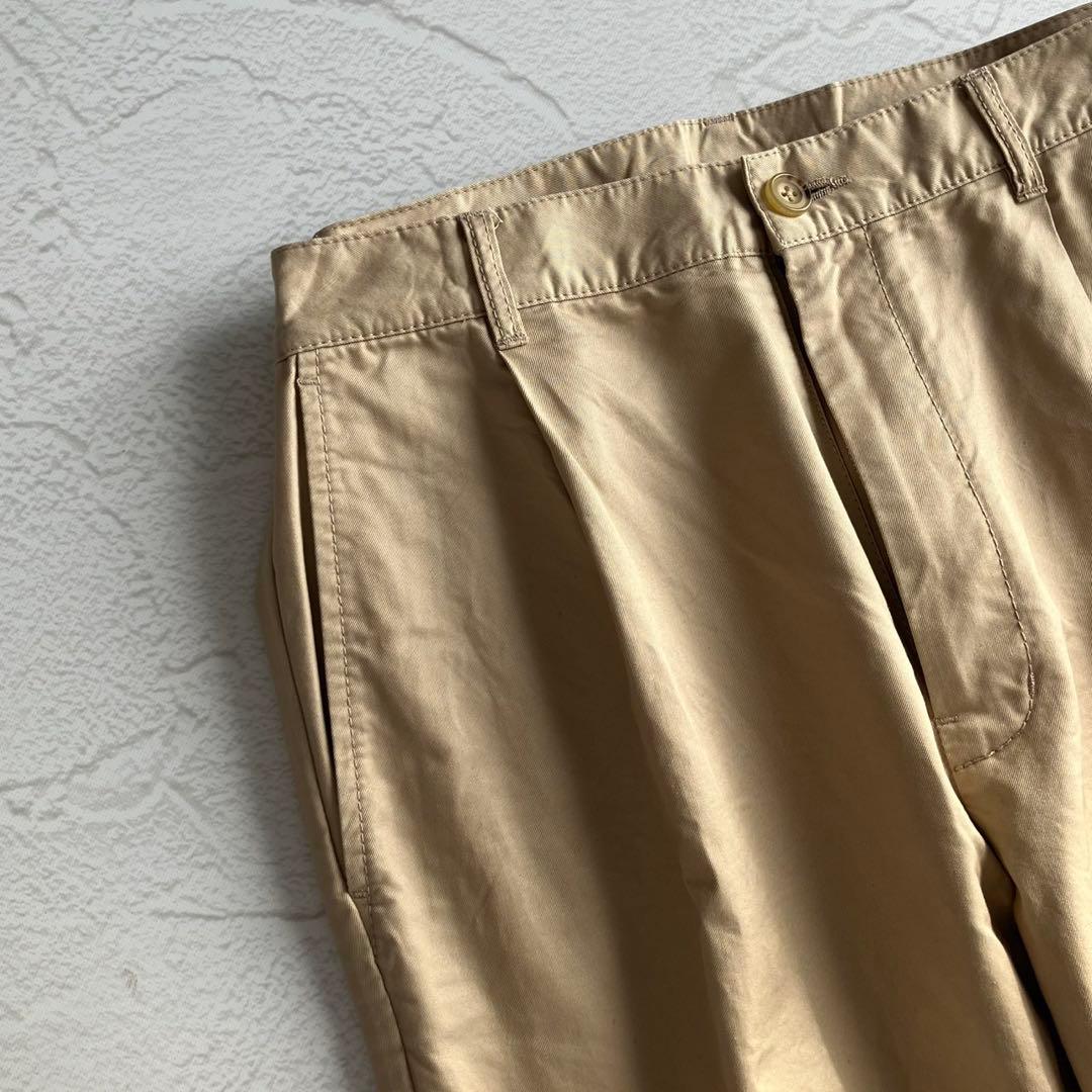 【極美品】ビームスプラス 1プリーツ チノ トラウザーズ ベージュ Lサイズ