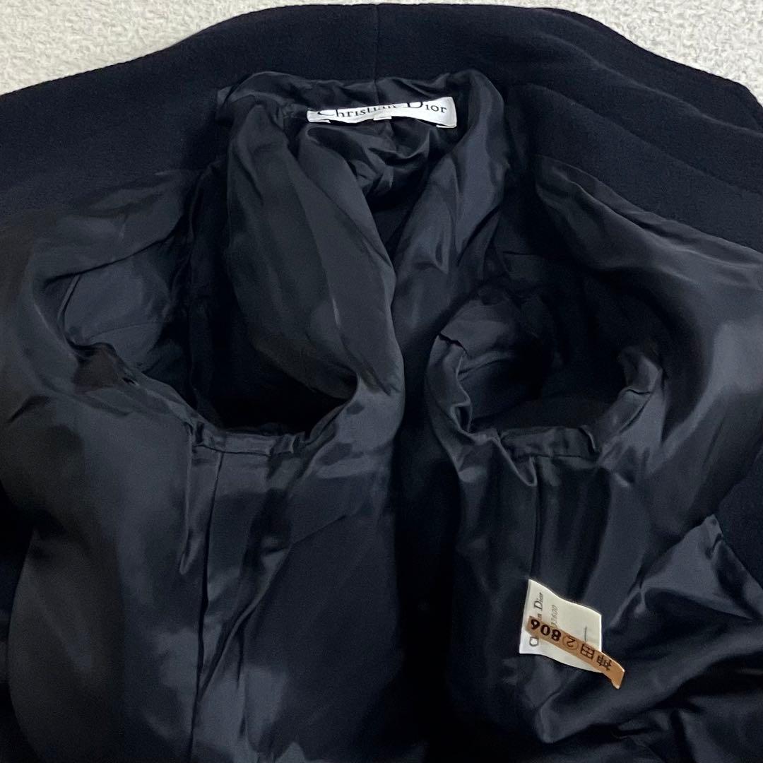 クリスチャンディオール　アンゴラ　ピーコート　ダブルブレスト　L 金ボタン　黒