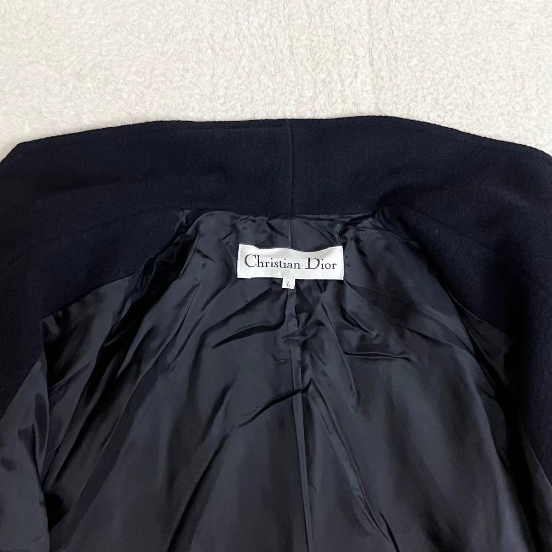 クリスチャンディオール　アンゴラ　ピーコート　ダブルブレスト　L 金ボタン　黒