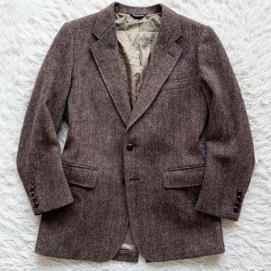 美品 USA製 ハリスツイード ツイードジャケット ヘリンボーン くるみボタン