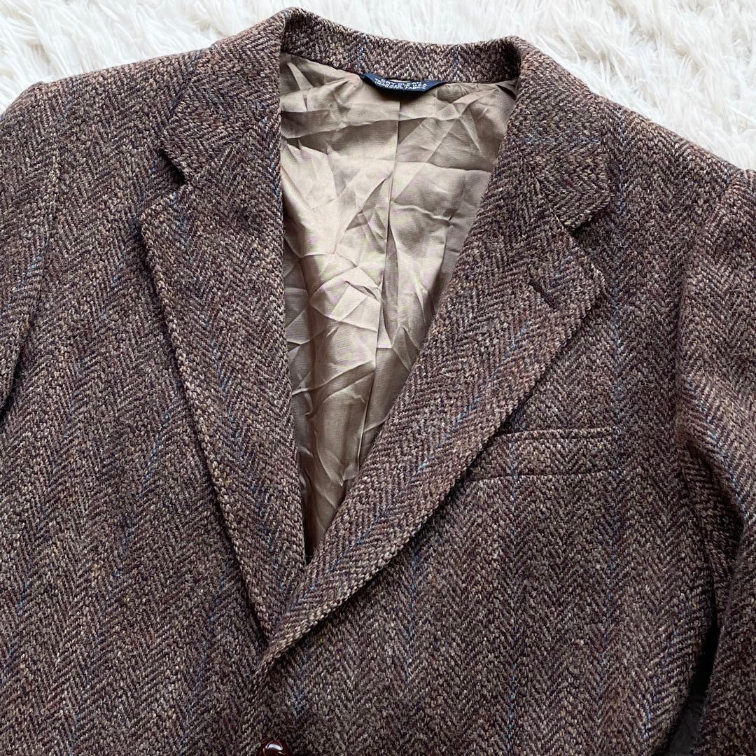 美品 USA製 ハリスツイード ツイードジャケット ヘリンボーン くるみボタン