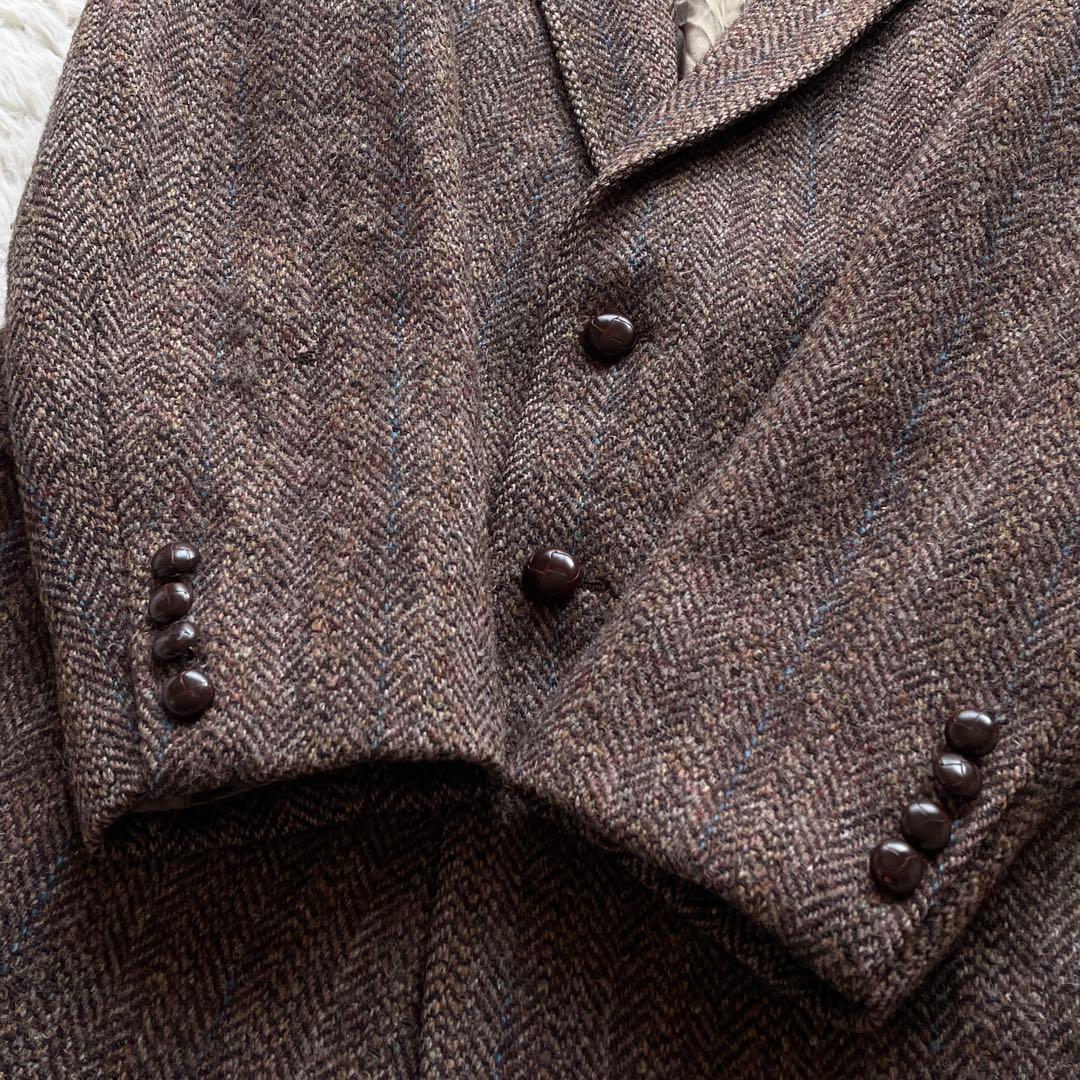 美品 USA製 ハリスツイード ツイードジャケット ヘリンボーン くるみボタン