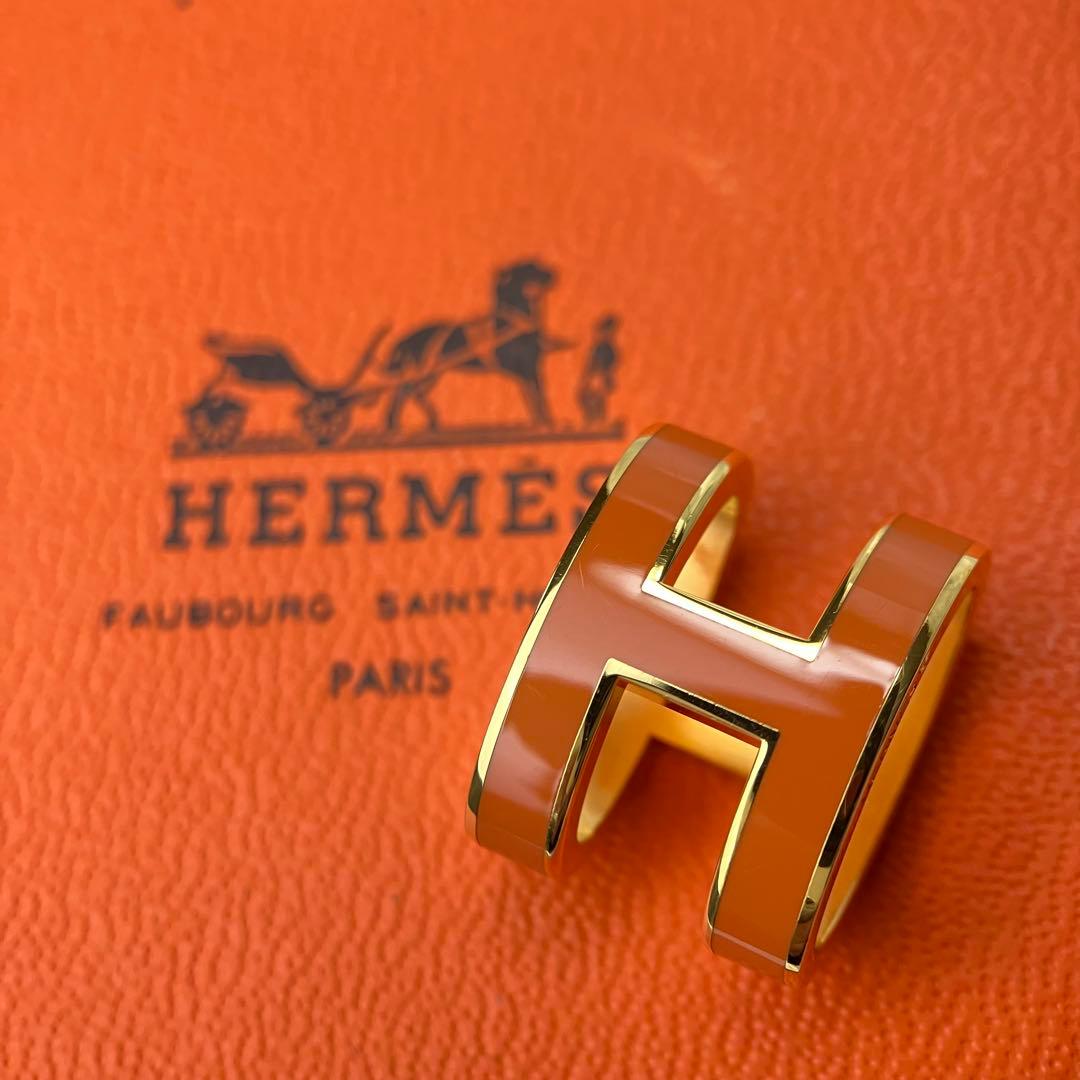 エルメス ポップアッシュ Hモチーフ ペンダントトップ オレンジ × ゴールド
