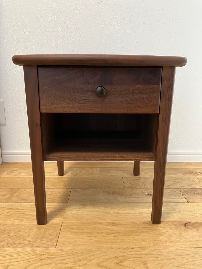 ウォールナット サイドテーブル 引き出し付き