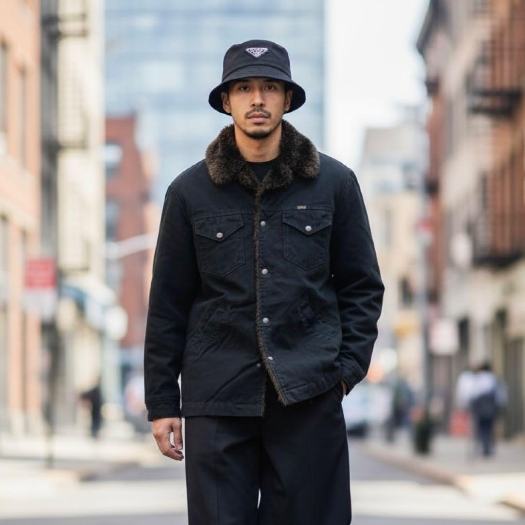 【w867】90s Wrangler ランチコート ジャケット ファー ブラック