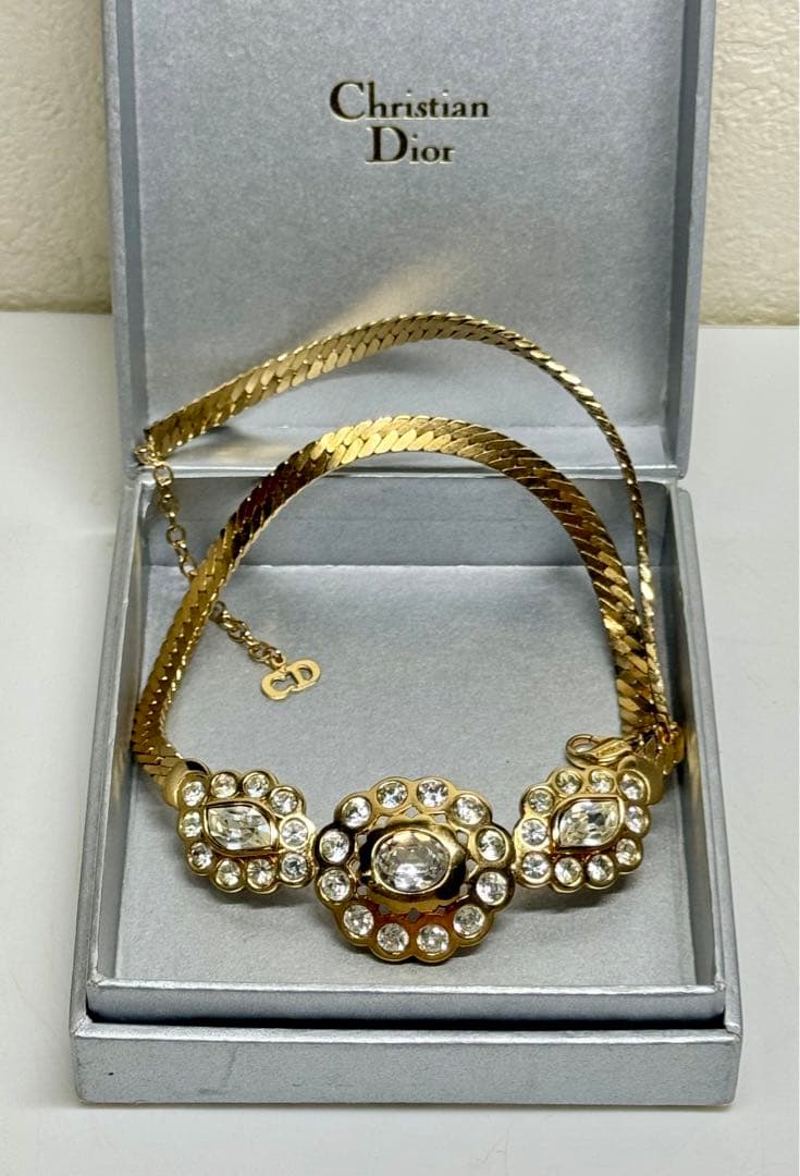 Christian Dior ネックレス ネックレス ラインストーン ゴールド