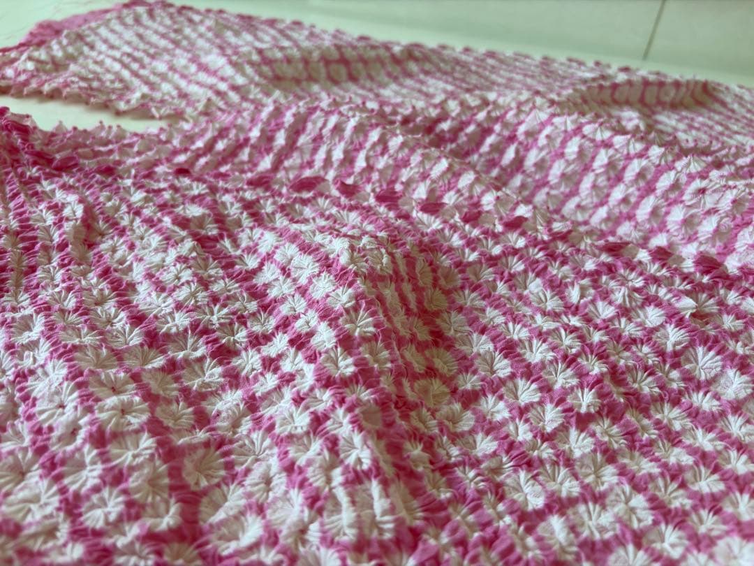 有松絞り　反物　レア色　ピンク