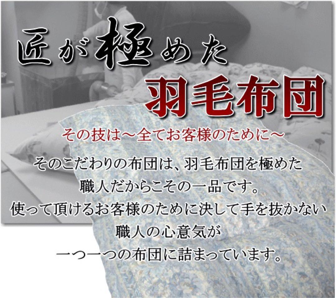 羽毛布団 シングル マザーグース 二層キルト 超長綿 日本製 22962ブルー