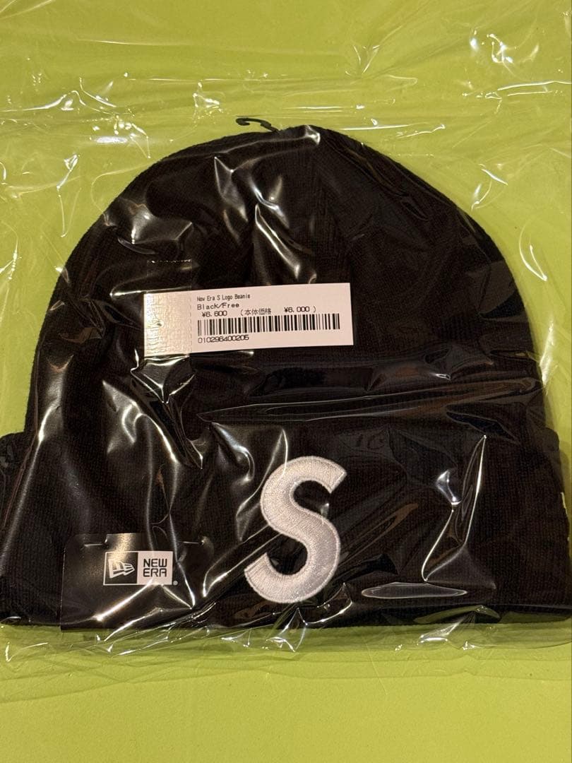 Supreme 黒 ビーニー Sロゴ