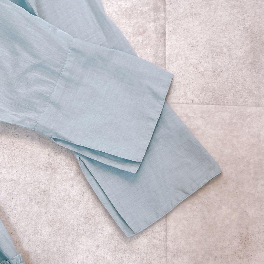 美品✨ ヌキテパ コットンボイル ティアード ワンピース マキシ丈 水色 M