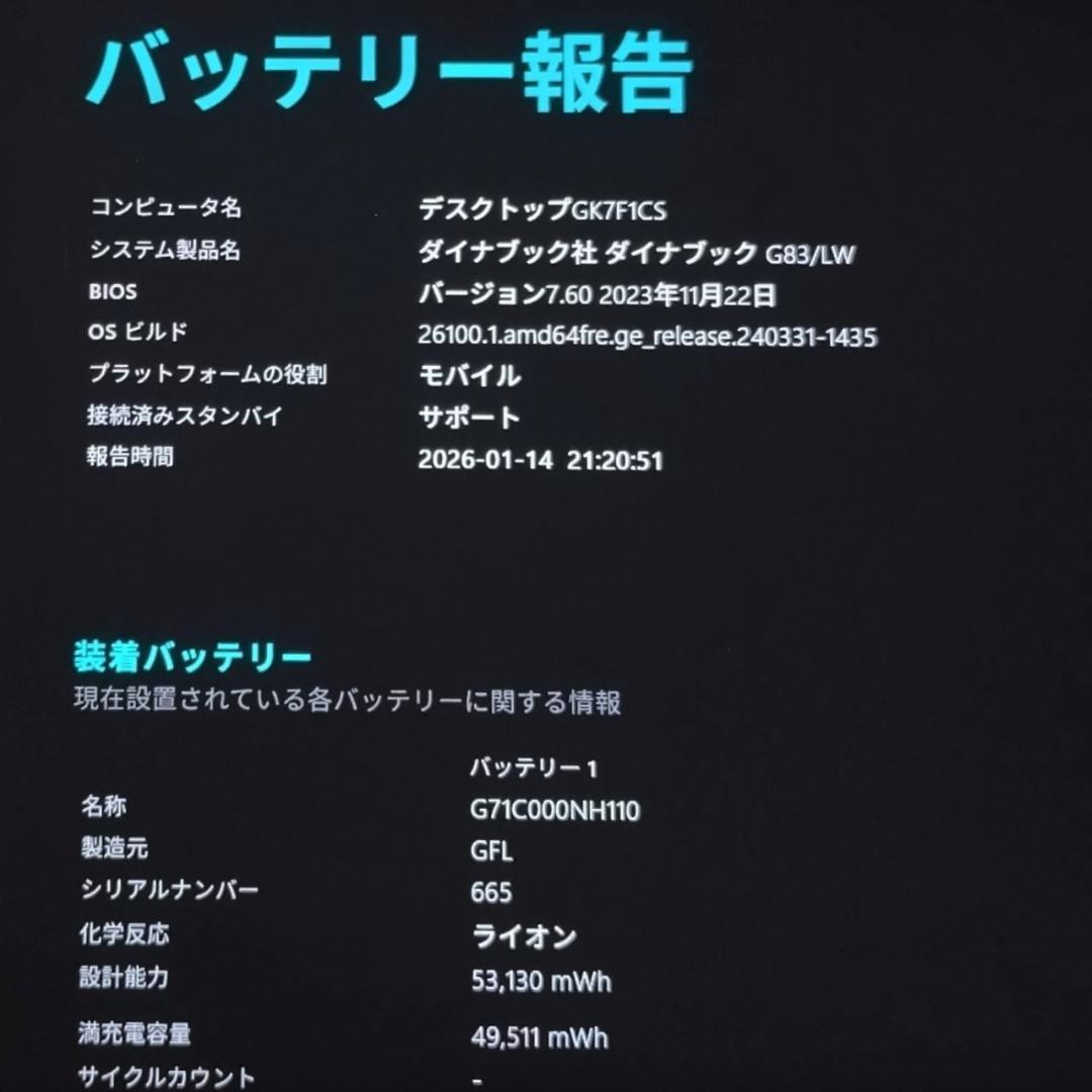 G83LW/13世代i5/SSD 512GB/16GB/FHD/13.3型