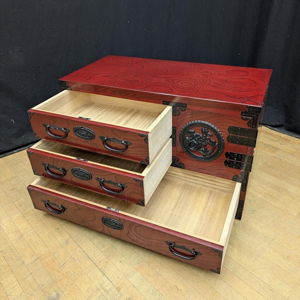 青木産業　欅　ケヤキ　民芸箪笥　箪笥　チェスト　ローチェスト　引き出し　ドロワー