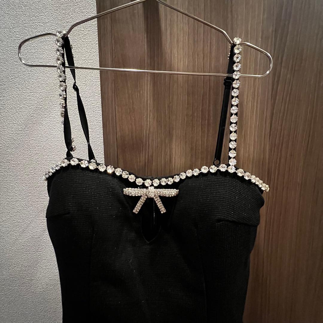 カットアウトビジューキャミソールドレス／jewels キャバドレス　s