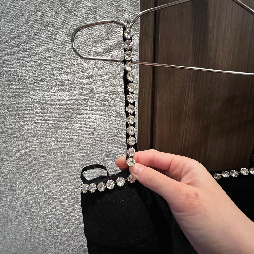 カットアウトビジューキャミソールドレス／jewels キャバドレス　s