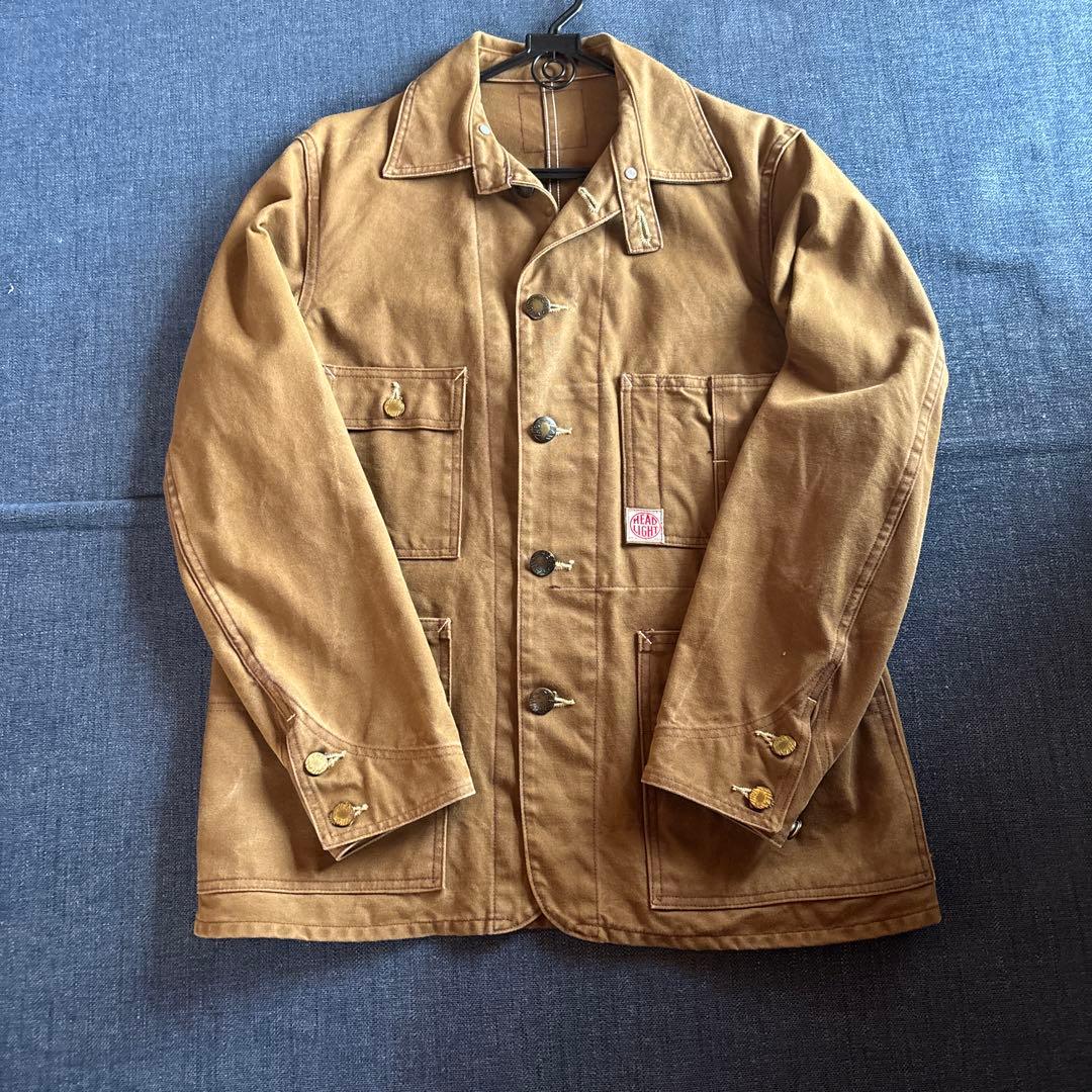 HEAD LIGHTブラウン コットンボタンジャケット　カバーオール