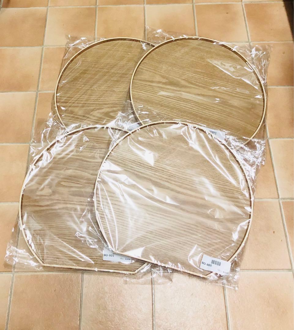 天然木製 和風トレイ 36cm 半月盆　4つセット