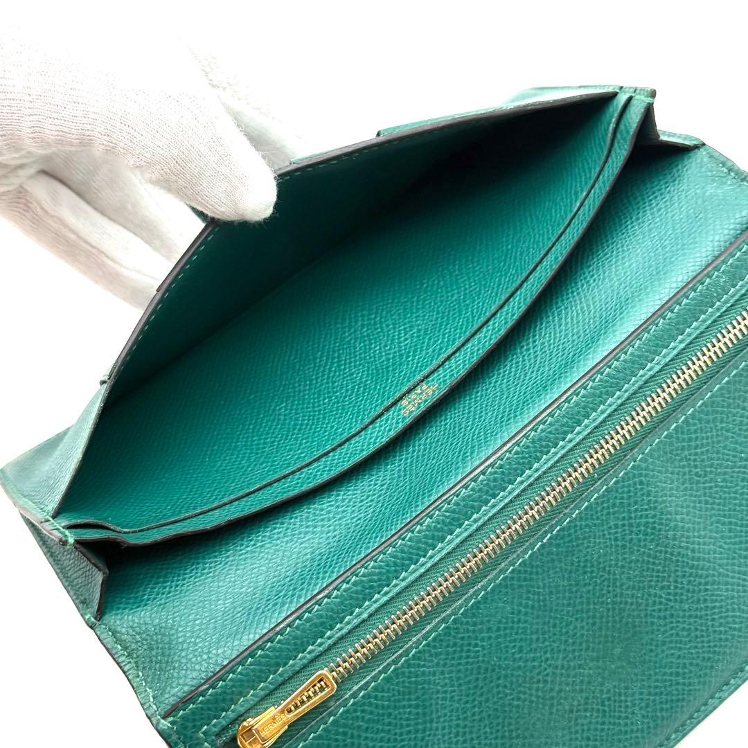 極上美品✨エルメス ベアンスフレ ブォーエプソングリーン 長財布 P65