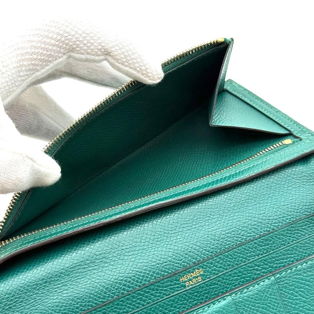 極上美品✨エルメス ベアンスフレ ブォーエプソングリーン 長財布 P65