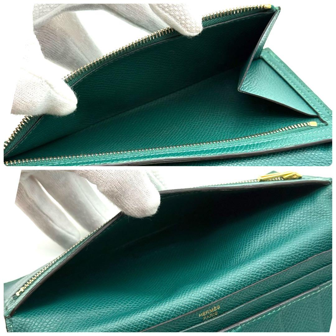 極上美品✨エルメス ベアンスフレ ブォーエプソングリーン 長財布 P65
