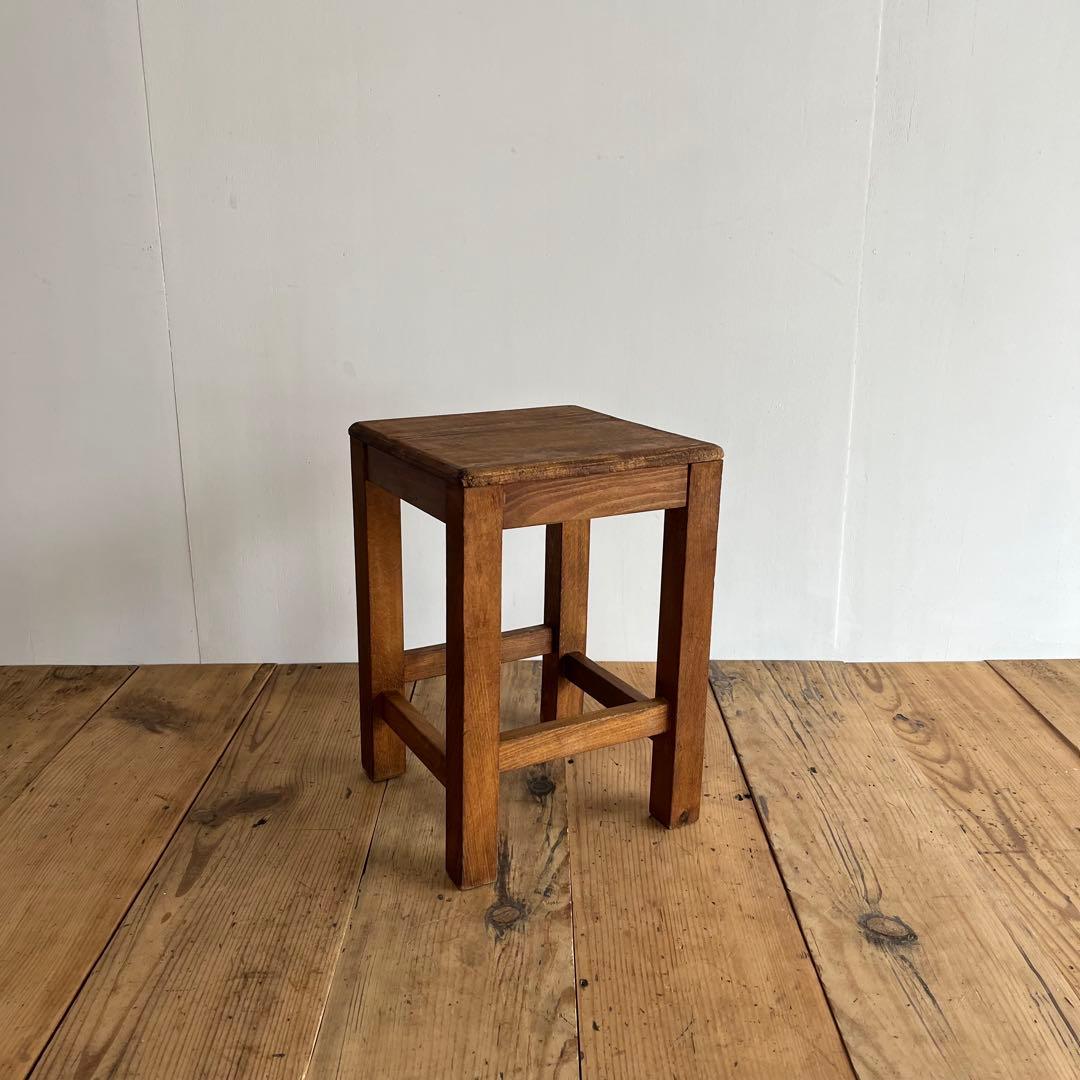 アンティーク 角 スツール 椅子 植物台 無垢材 昭和レトロ z774
