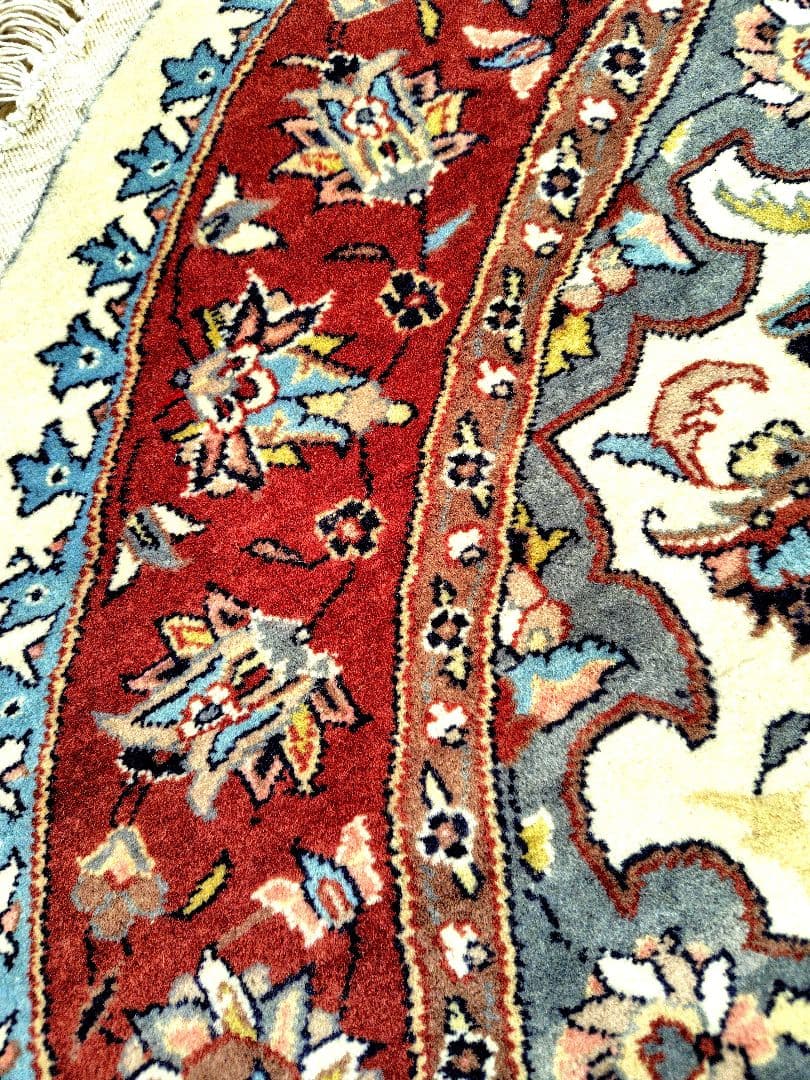 【ヴィンテージウールカーペット】円形　ハンドノット　パキスタン絨毯　未使用一級品