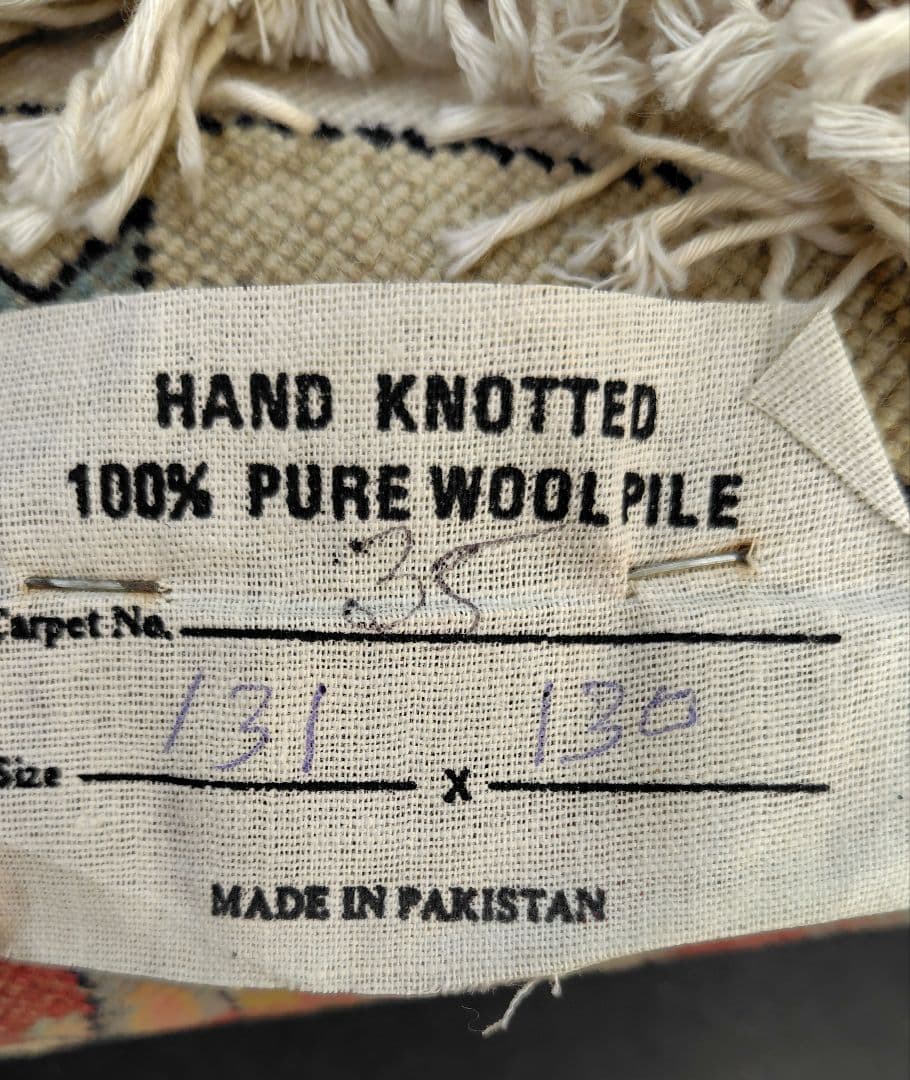 【ヴィンテージウールカーペット】円形　ハンドノット　パキスタン絨毯　未使用一級品