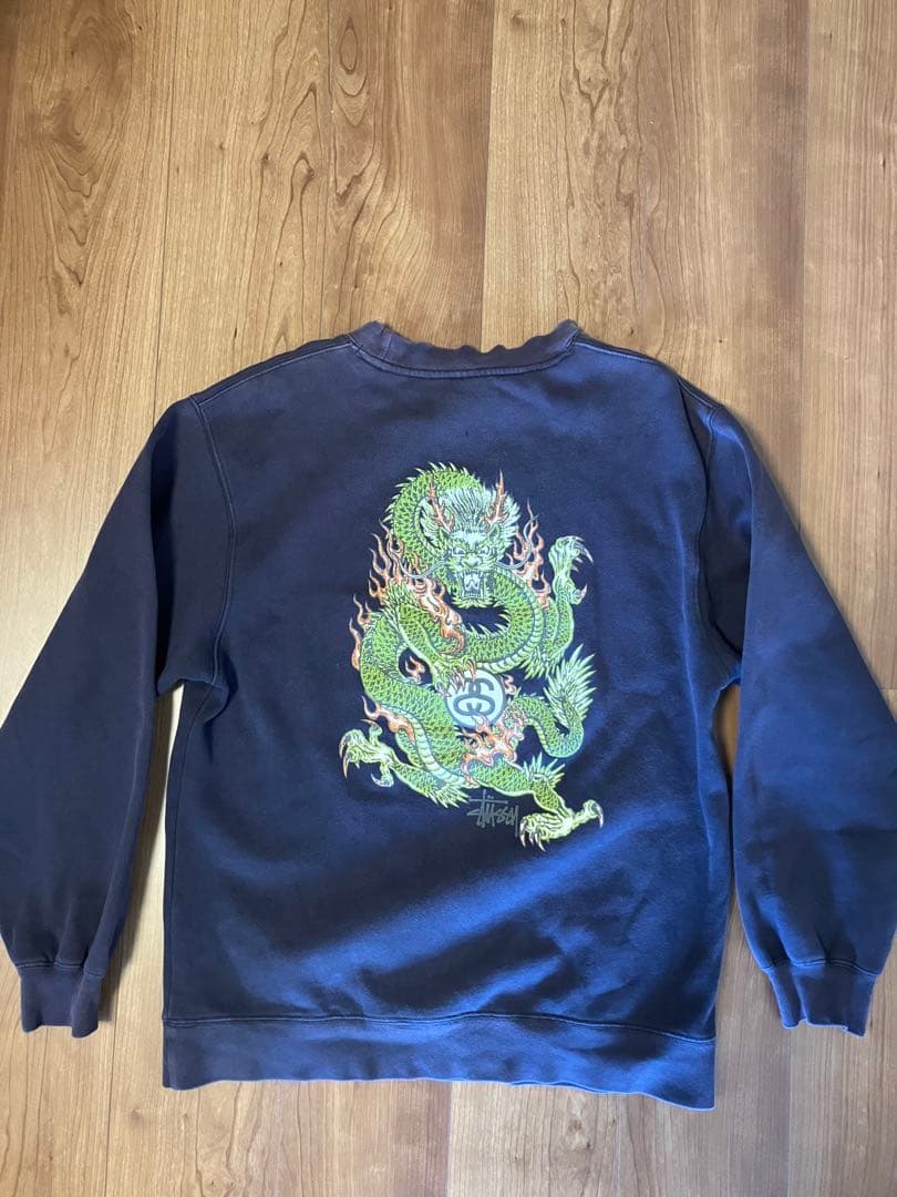 STUSSYスウェットSサイズ ドラゴン　USA製　紺タグ