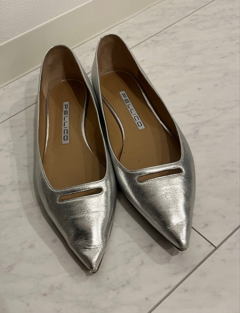 ペリーコ　38.5 シルバー　フラットシューズ