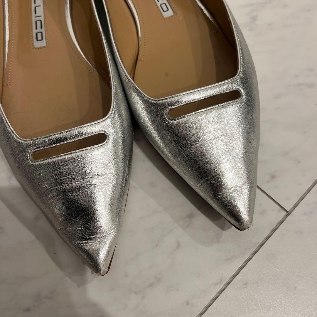 ペリーコ　38.5 シルバー　フラットシューズ