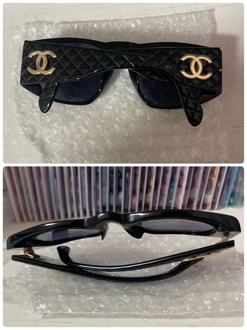 希少 CHANEL シャネル サングラス マトラッセ ココマーク 01450 黒