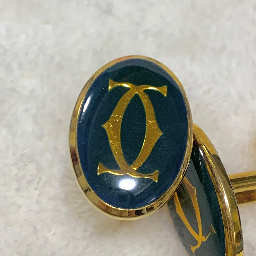 希少 Vintage Cartier カルティエ 2C ロゴ カフス タイピン