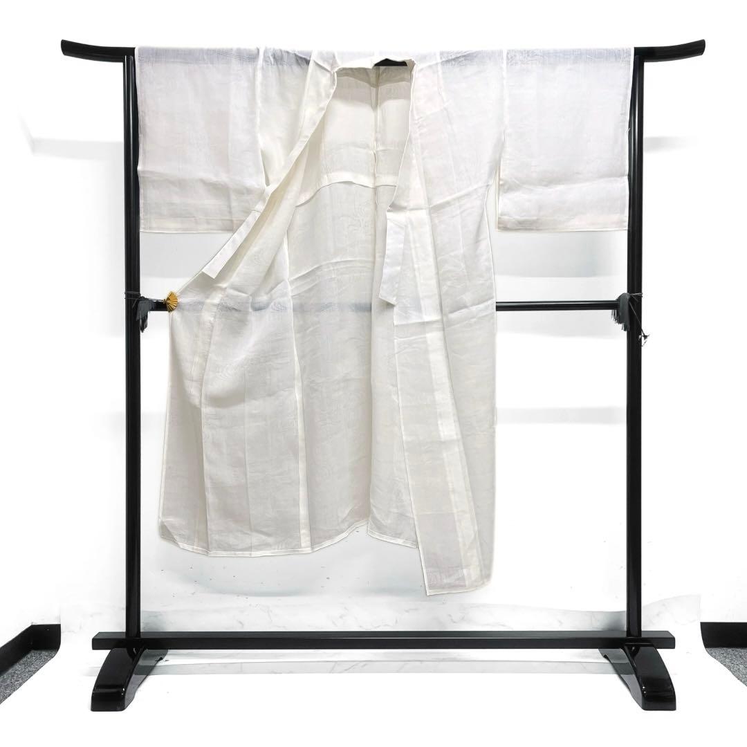 長襦袢　夏用　麻　流水　花模様　白　着物　082a d