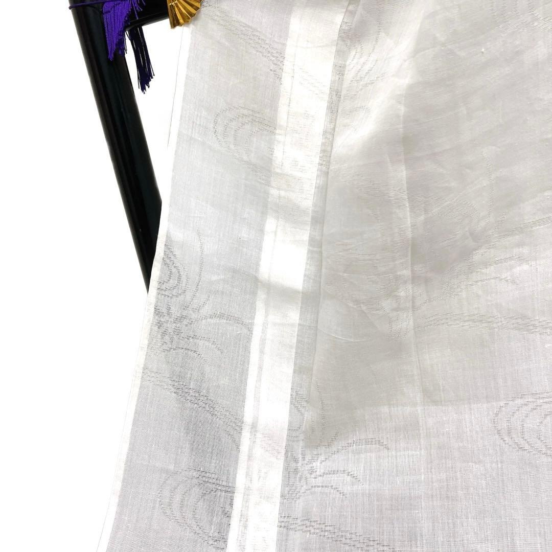 長襦袢　夏用　麻　流水　花模様　白　着物　082a d