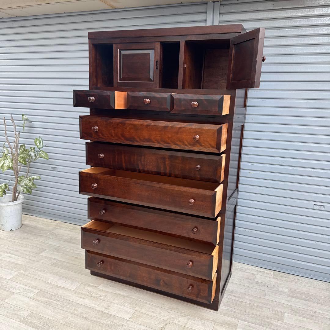 5*s様 松本民芸家具 D型和タンスⅡ ミズメザクラ無垢材 三段分割 チェスト