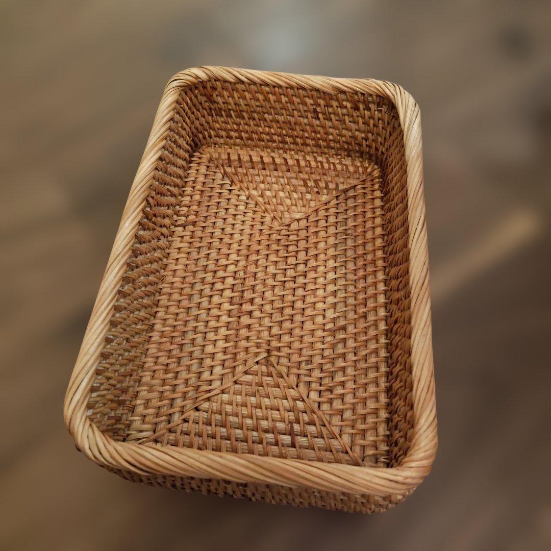 重なるラタン長方形バスケット　大　６個セット