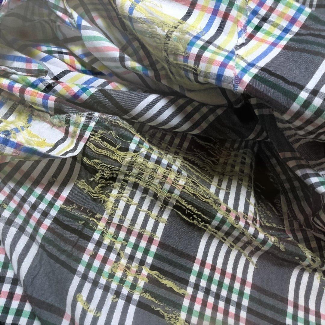 美品　慈雨　ロングワンピース　シャツワンピース　L　チェック　センソユニコ