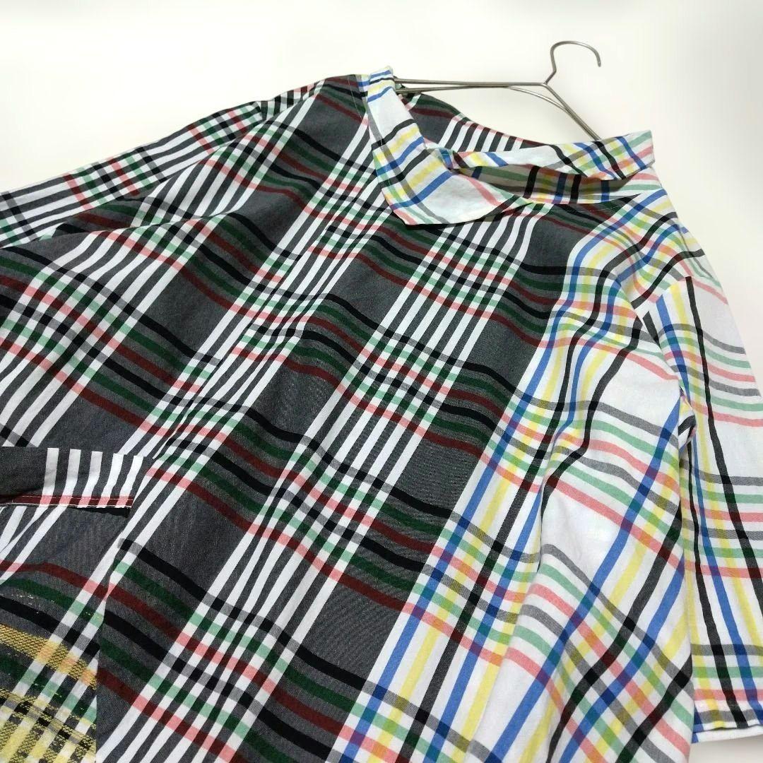 美品　慈雨　ロングワンピース　シャツワンピース　L　チェック　センソユニコ