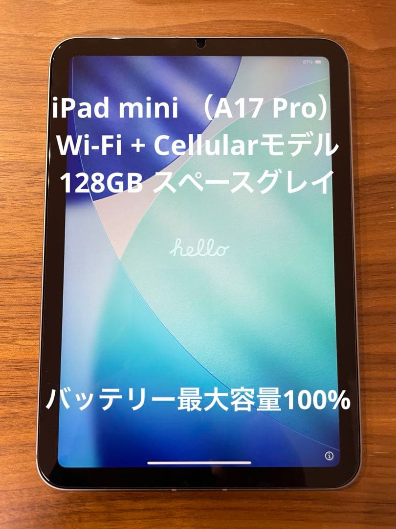 iPad mini（A17 Pro）Wi‑Fi + Cellular 128GB