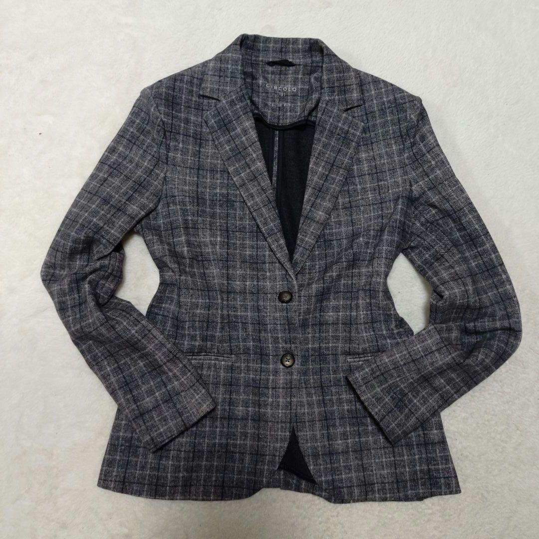美品 CIRCOLO 1901 ジャージーテーラードジャケット チェック 42