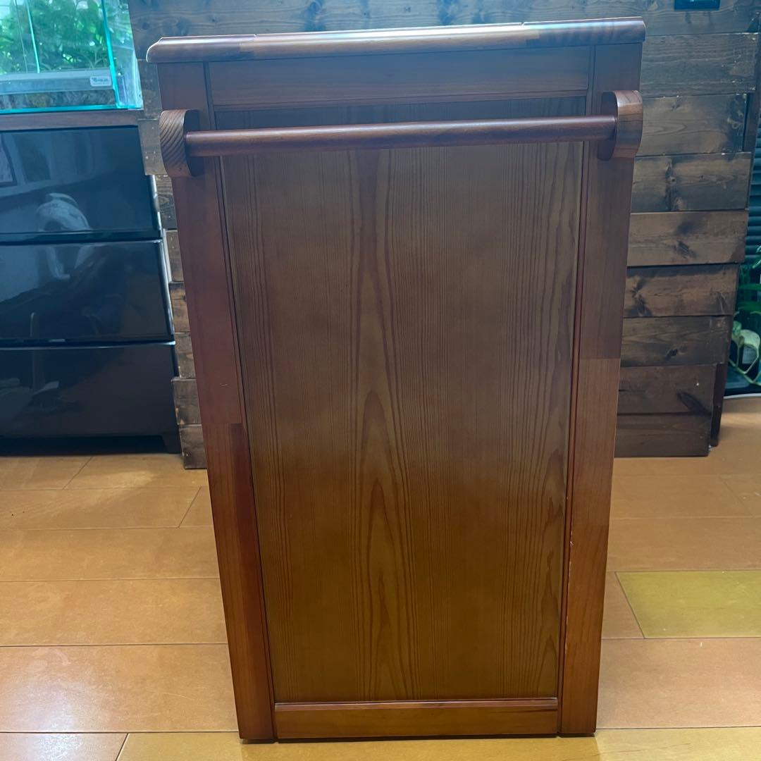 天然木 タイル天板 キッチンカウンター 3分別ダストボックス キャスター付き