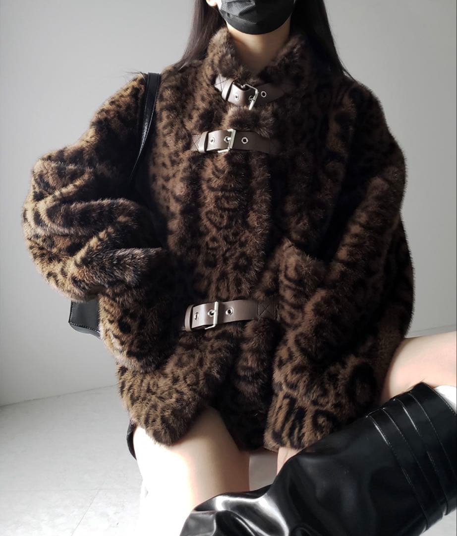 レオパードボリュームファーコート