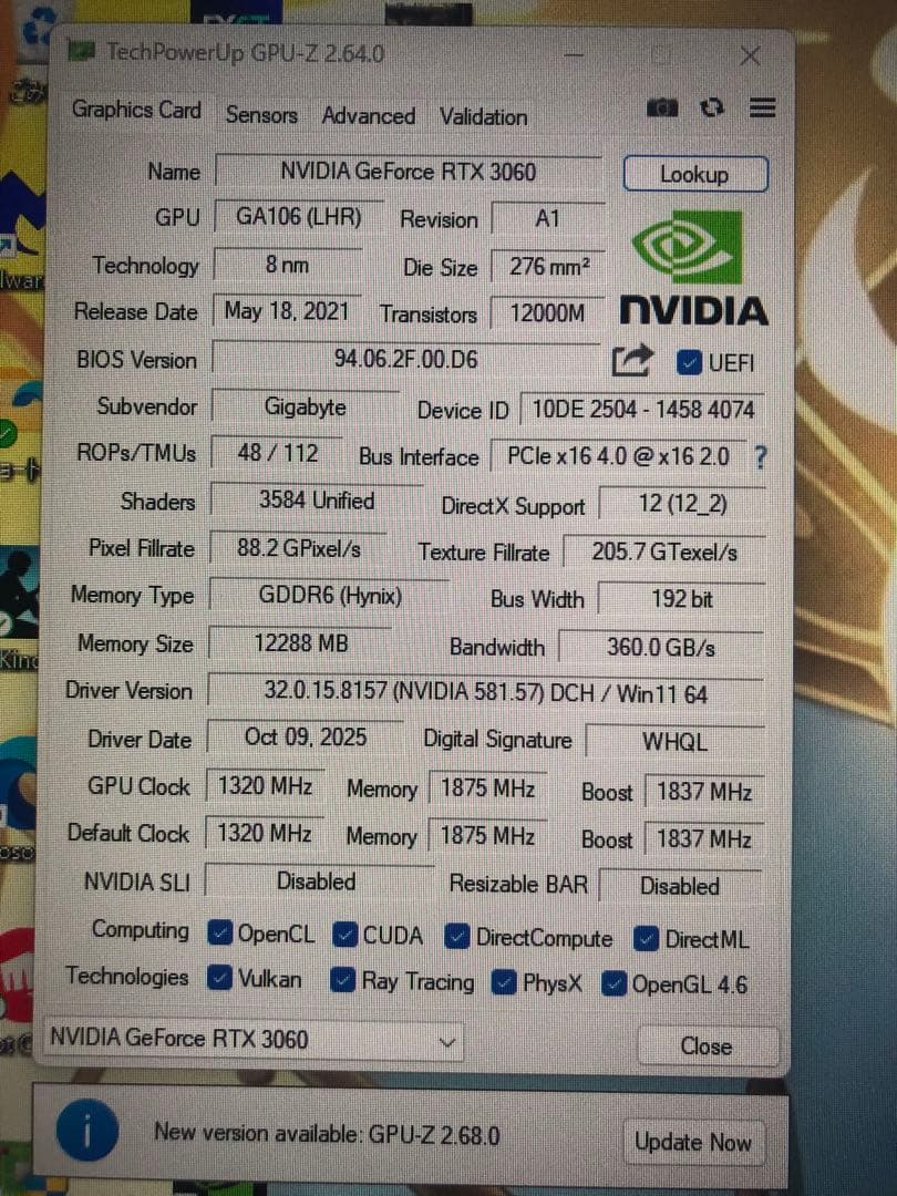 グラフィックボード・グラボ・ビデオカード GIGABYTE GEFORCE RTX 3060 gaming oc 12gb