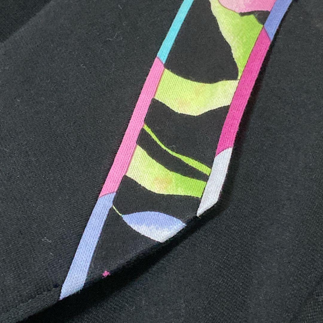 LEONARD レオナール ジャージー ジャケット 花柄 切替 伸縮性 42 黒