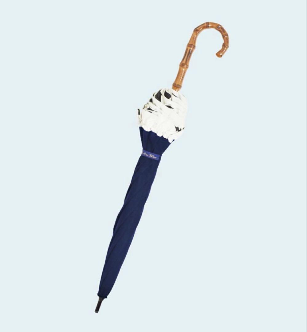 Rose Blanc 日傘ミドル55cm シングルフリル ネイビー×アイボリー