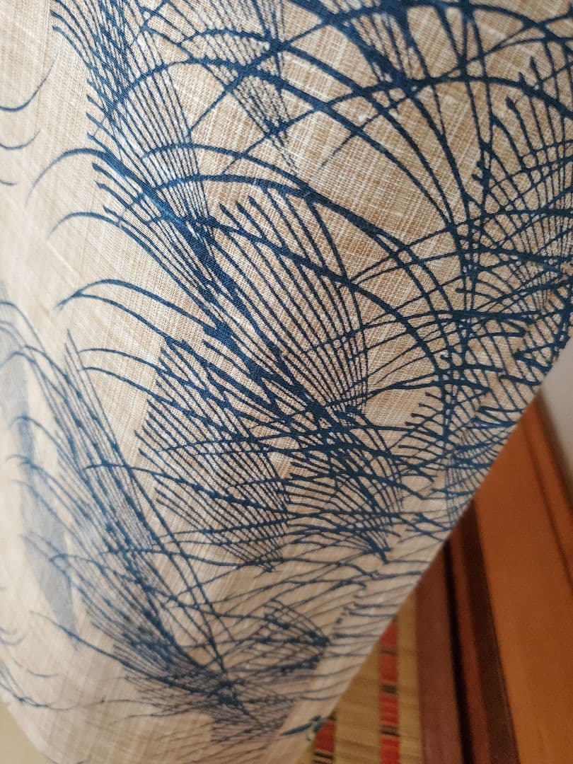 【麗しのふだんキモノ＊】奥州小紋風の浴衣　ベージュ×青　スモールサイズ　綿