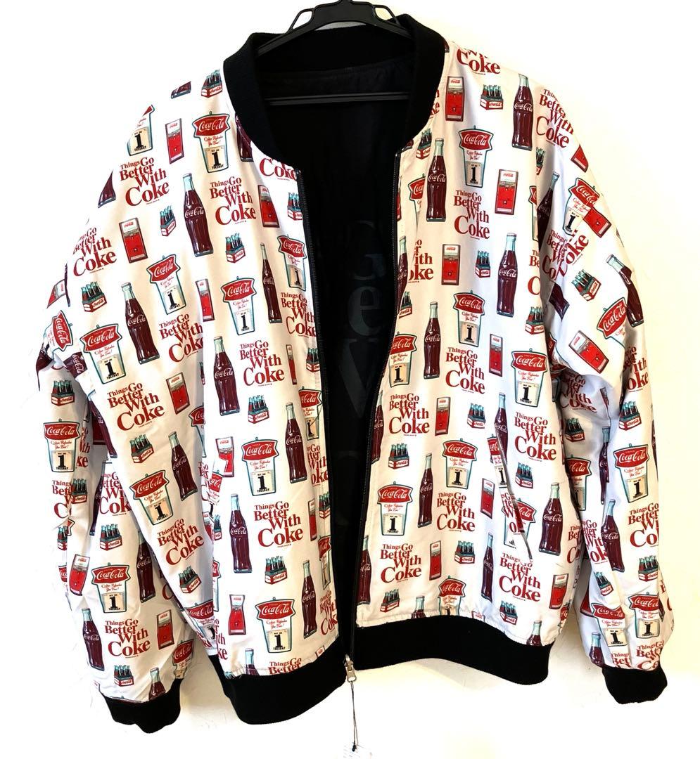 タイムセール　コカコーラ　グラニフブルゾンジャケット黒コーラ柄リバーシブル