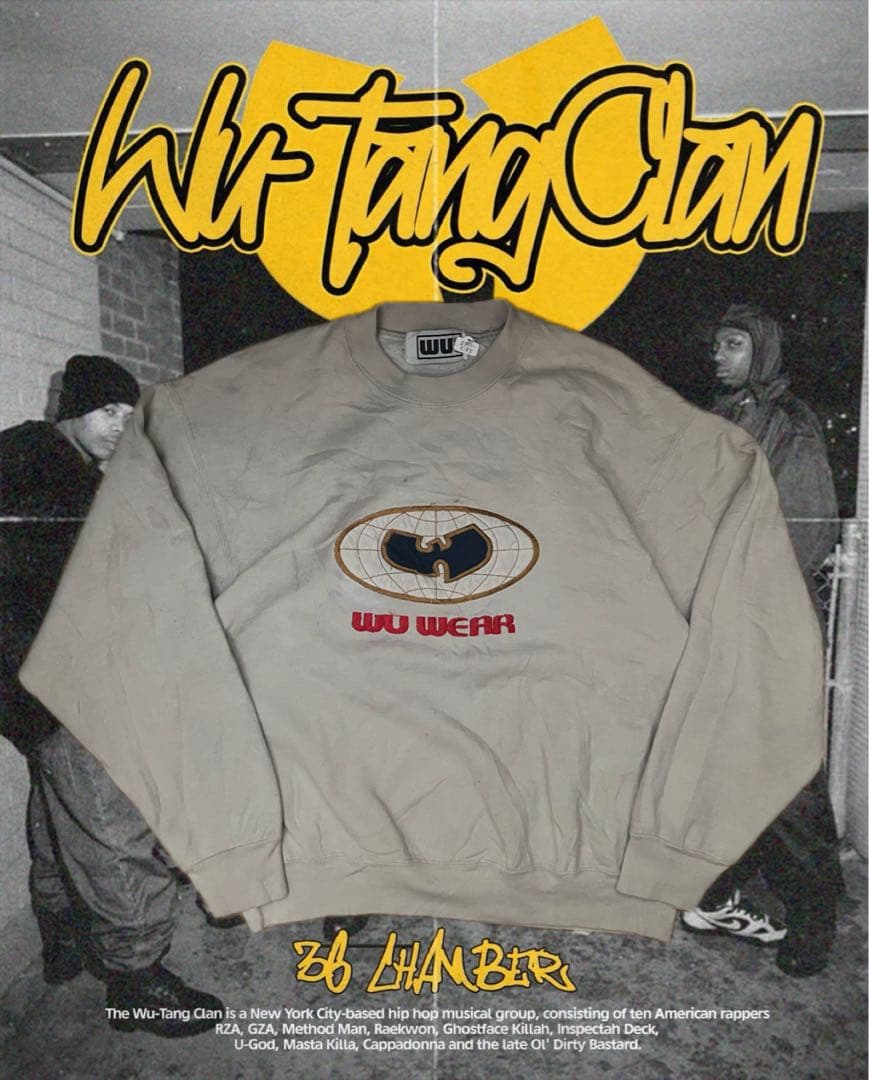 超希少 90's wu wear スウェットL ベージュ wu tang 初期
