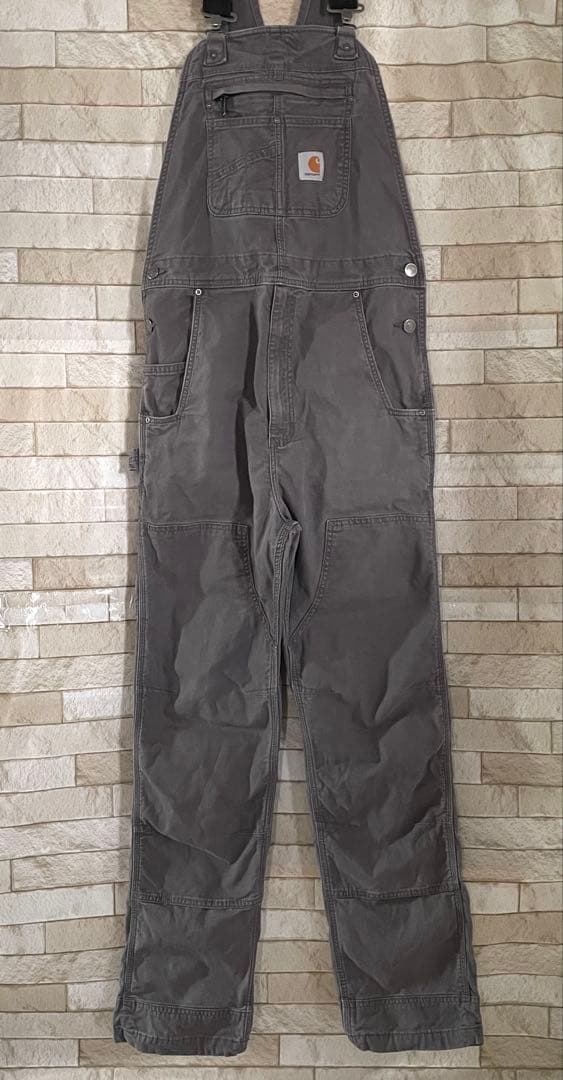 カーハート オーバーオール ダブルニー 刺繍 グレー 32×34